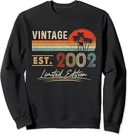 [X.Style] 21 Year Old Vintage 2002 Limited Edition 21st Birthday Retro Sweatshirt ds554 Sweater (M) Black