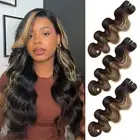 12A Double Drawn Hoeny Blonde Highlight FB27 Bundles 16 18 20 Inch Body Wave ...