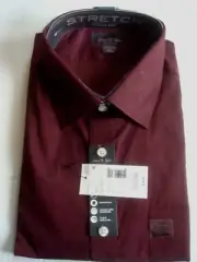 Mens Dress Shirt Wine Size L 16 1/2 Easy Care NWT