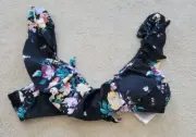 NWT O'Neill Girl's Rosetta Ruffle Tie Back Bralette Size 10 Ruffle FLoral