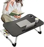 Laptop Desk for Bed | Folding Reading Desk with Cup Holder and Tablet Slot - Breakfast Serving Tray, Laptop Stand with Storage Drawer for Adults, Kids