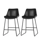 Artiss Set of 2 Bar Stools Kitchen Metal Bar Stool Dining Chairs PU Leather Blac