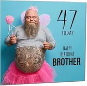 47th Brother Funny Birthday Card - Bearded Man Bros Funny Brothers Birthday Card for 47 Year old forty forty seven, forty seventh