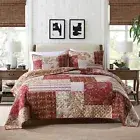 mixinni 100% Cotton Quilt Set King Size, Reversible Patchwork Lightweight Qui...