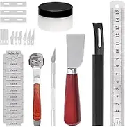 Glarks 28Pcs Metal Leather Skiver Set, 5 Kinds of Leather Craft Tools with 13Pcs 2 Styles Sharp Skiver, Safety Leather Working Tool Kit for DIY Leather Craft