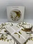 Williams Sonoma Henry Walden 4 Dinner Plates & 4 Napkins Pheasant 8 Pc Set A199