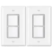 BESTTEN 2 Pack Double On/Off Rocker Light Switch Single Pole Combination Int...