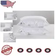 Premium Soft Cotton Goose Down Pillows, Machine Washable, Floral White 20x26in