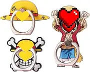 ZOSTLAND 3PCS Pirate King Skull Hat Phone Ring Universal 360°Adjustable Phone Case Finger Grip Stand Holder Desk Stent Mount Hook Compatible with iPhone 15 14 13 12 11 MAX Plus Pad (3Pack Luffy)