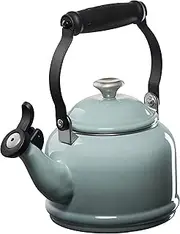[Le Creuset] Enamel On Steel Demi Tea Kettle with Metal Finishes, 1.25 qt, Sea Salt