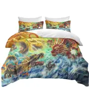 Cool Fantasy Fire vs Water Encountering Dragons Quilt Cover