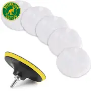 7 Pcs 3 Inch (80 Mm) Wool Buffing Polishing Pad Car Polisher Buffer Drill Attach
