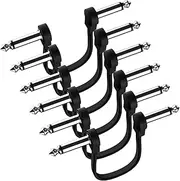 Heams Professional 6 Pack 6 Inch Guitar Patch Cables, Noise Free and Long-Lasting Guitar Pedal Cable, Low Profile Save More Space Pedal Board Cables, Right Angle Flat Patch Cable, Black