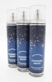 (3) Bath & Body Works Blue Silver SAPPHIRE MOON Musk Freesia Mist Spray 8oz New