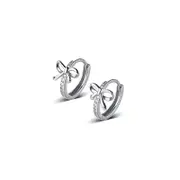 ANYCO Fashion Earrings Silver 925 Sterling Sweet Bow Shiny Zircon Ear Buckle Charm Women Wedding Huggies Butterfly Hoop Jewelry