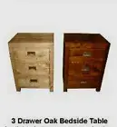 SOLID OAK RUSTIC BEDSIDE TABLE NATURAL OR BROWN W: 52 CM. 3 DRAWERS