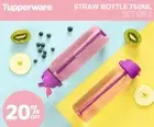 Tupperware 750ml Straw Bottles Purple Set Of Two