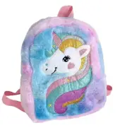 Lot of (2) New Unicorn Girls Plush Backpack Multicolor Adjustable Bag
