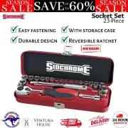 SIDCHROME SCMT12110 23pce METRIC & A/F 1/4” SOCKET SET Drive Ratchet Tool Kit AU
