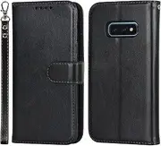 Case for Samsung Galaxy S10e Leather Wallet Case with Card Holder Slot SunYoo Protection Shockproof Cover Kickstand Magnetic Handbag with Wrist Strap Women Men Flip Folio for Galaxy S10e Black