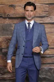NWT 40R MENS NAVY 2 BUTTON 3PC COMPOSE SUIT DB VEST,MODERN FIT, 2 SIDE VENT