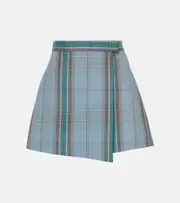 [Vivienne Westwood] Vivienne Westwood Cut Off tartan cotton and linen miniskirt AU 16 blue