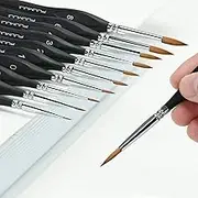 Kolinsky Sable Detail Paint Brush Set - 10pcs Siberian Mink Miniature Brushes for Fine Detailing & Art Painting, Acrylic, Watercolour, Oil, Models, Nail,Warhammer 40k, Craft Models, Rock Painting