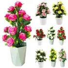 Faux Artificial Rose Bonsai Multicolor Lifelike Pot Plants