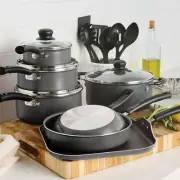 18-Piece Non-Stick Cookware Set – Steel Gray