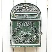 Big Fortune Mailbox Wall Mount Mailboxes for Outside/Wall Mount Outside Mail Boxes Antique Style Vintage Mailbox Home Decor Metal Dark Green Vintage Rustic Mailbox Garden Outdoor Decoration…
