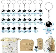 24 Sets Astronaut Party Favours, Astronaut Space Keychains with Organza Bags Thank You Kraft Tags Bulk Return Gifts for School Reward Birthday Baby Shower Favours Astronomy Party Supplies