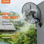 Wall-Mount Misting Fan Oscillating Metal Fan 61.6 cm 3 Speed Waterproof