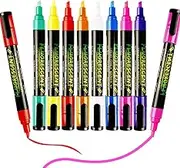Liquid Chalk Markers - Chalkboard Marker Erasable on Blackboard, Glass, Window, Mirror and Kids Art-Chalk Pen Includes Reversible Chisel & Bullet Tip Wet Erase Ink (Non-Toxic)（ 8Neon Colors）