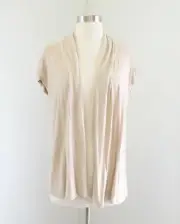 NWT $54 Talbots Beige / Tan White Striped Open Light Cardigan Sweater Size XS