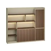 Modern Furniture ANDERS Display Unit 240cm - Hazelnut & Beige