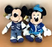 Disney Store LETTERMAN MICKEY & MINNIE MOUSE 9” Bean Bags Plush’s mint w/tags