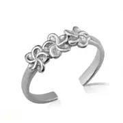 .925 Sterling Silver Hawaiian Flower Plumeria Toe Ring