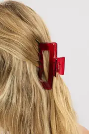 Red Large Rectangle Claw Clip