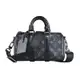 LV M46271 KEEPALL BANDOULIERE 25黑字LOGO緹花Monogram Eclipse Reverse塗層帆布拉鍊手提斜背波士頓包(灰黑)