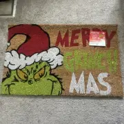 Christmas Grinch Outdoor Coir Welcome Mat 18” X 28” Merry Grinchmas - NEW
