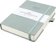 Academic Diary 2025-2026,Leather Cover A5 Diary 2025 Day Per Page 5.7x 8.5"，2025 Diary With 12 Monthly Tabs,Diary 2025 Week To View with Pen Loop,Elastic Bond and Back Pocket(7 Colour-Haze Blue)
