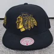 Chicago Blackhawks Hat Black Gold Liberty Fit Snapback Mitchell & Ness OSFM