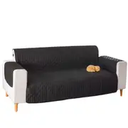 1/2/3 Seater Pet Sofa Protector Cover Quilted Couch Covers Lounge Slipcover - Black