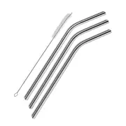 3 Pcs reusable Stainless Steel Metal Drinking Straw Reusable Straws + 19470