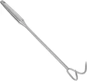 Sosoport Stainless Steel Meat Hook Food Flipper Long Handle for Grilling BBQ Cooking Versatile Steak Turner Hook for Easy Handling Moving of Meats Durable Compact Design