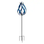 Ice Blue Flame Wind Spinner Kinetic Weather Yard Art Fire Garden Sculpture Decor