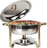 lehom Chafing Dish Buffet Set, Round Buffet Food Warmer with Lid Stainless Steel and Oven Safe Warming Tray Dish,Catering Food Warmer for Parties, Wedding, Birthday, Christmas, Chafing Server Dish
