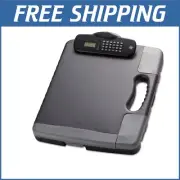 Compact Clipboard with Storage for Papers, Calculator & More - Charcoal Finish