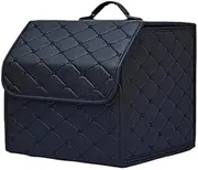 ATATHXHQay Large Capacity Auto Multiuse Tools Storage Bag Car Trunk Organizer Box Stowing Tidying Leather Folding For Emergency Storage Box(Black Line medium)