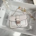 COACH 馬車 白色酒神包 美國正品GEORGIE系列荔枝紋鏈條包